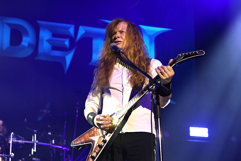 Dave Mustaine performing with Megadeth at Canada Life Place.