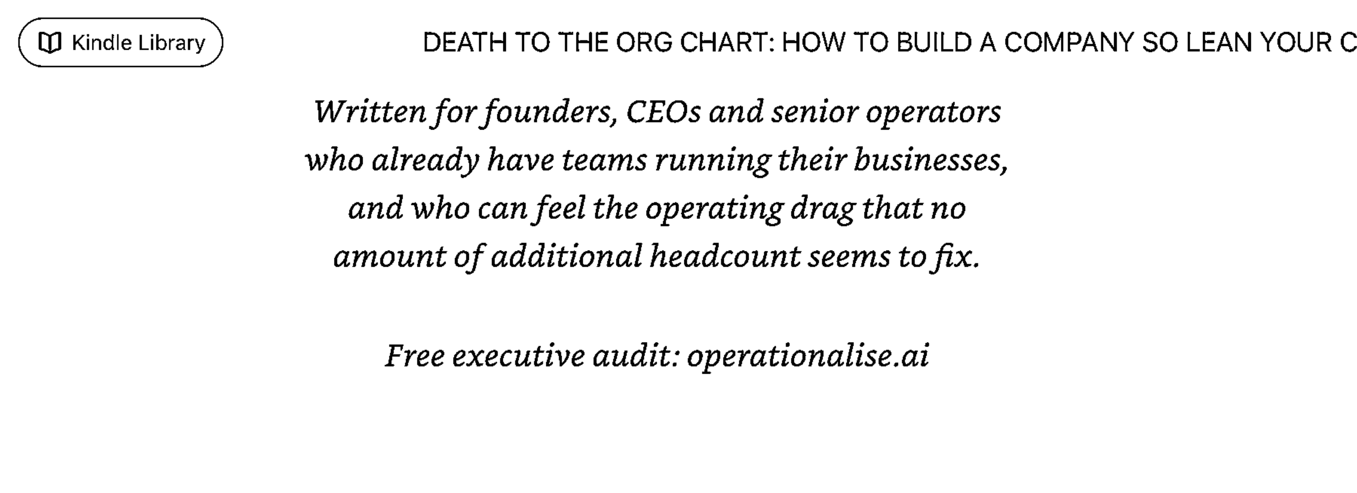 Focused book extract directing readers to a free executive audit at operationalise.ai.